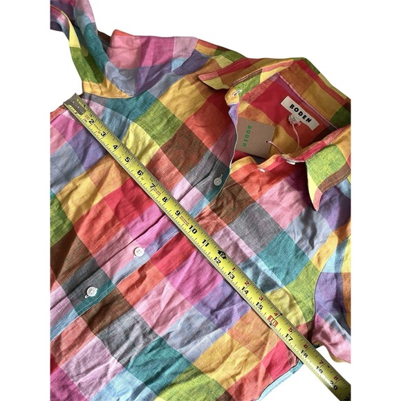 NWT Boden Sienna Colorful Linen Checkered Button Up Shirt Spring Coastal Prep 2R - Picture 15 of 16